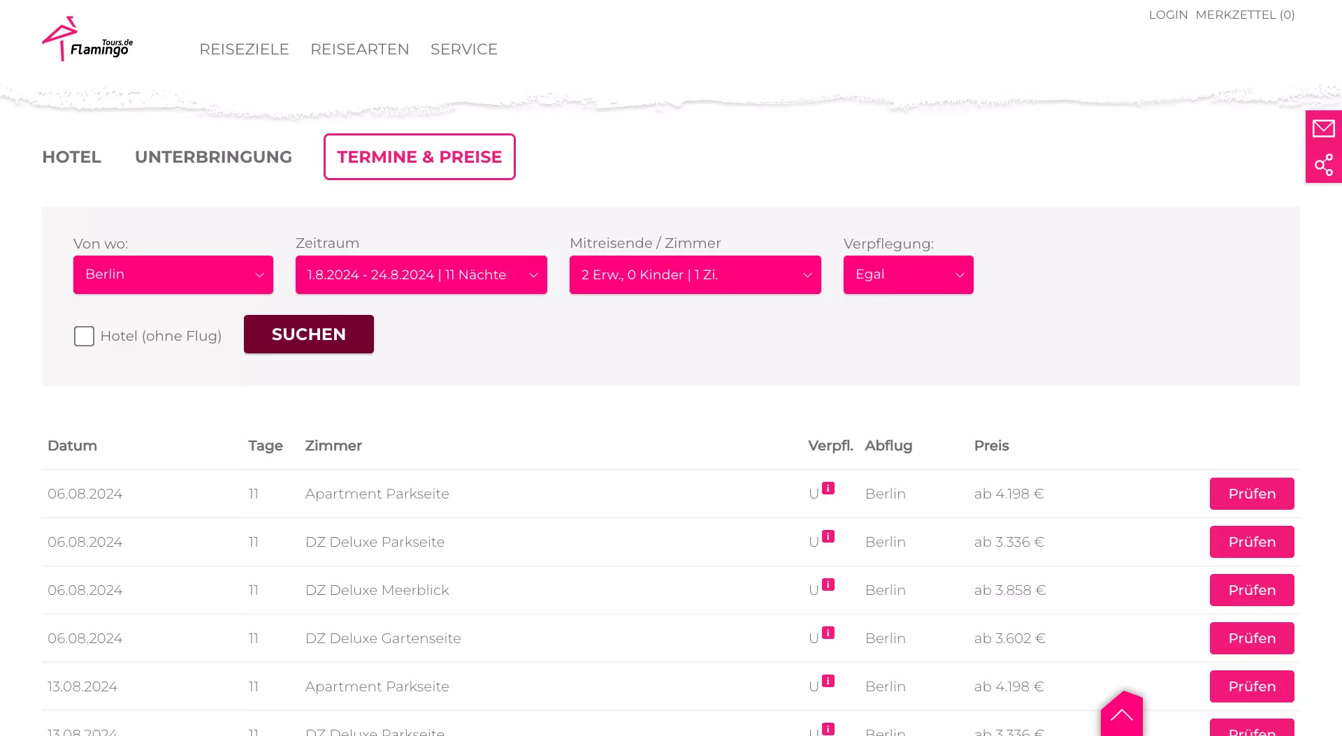 Referenzbild: Relaunch/Entwicklung des neuen Reiseportals mit unserer Typo3 Buchungssystem Extension (Desktop)